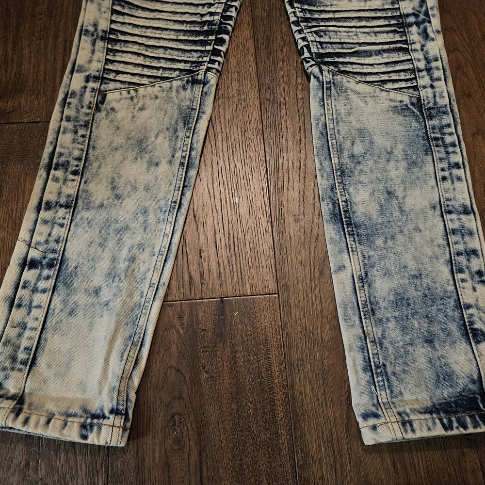 Trill Nation Skinny Jeans Ribbed Acid Wash Zipper Swag Men's Size 34W See Pics. - Picture 3 of 14